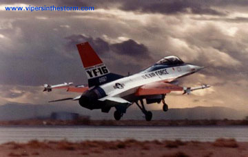 First flight of the YF-16